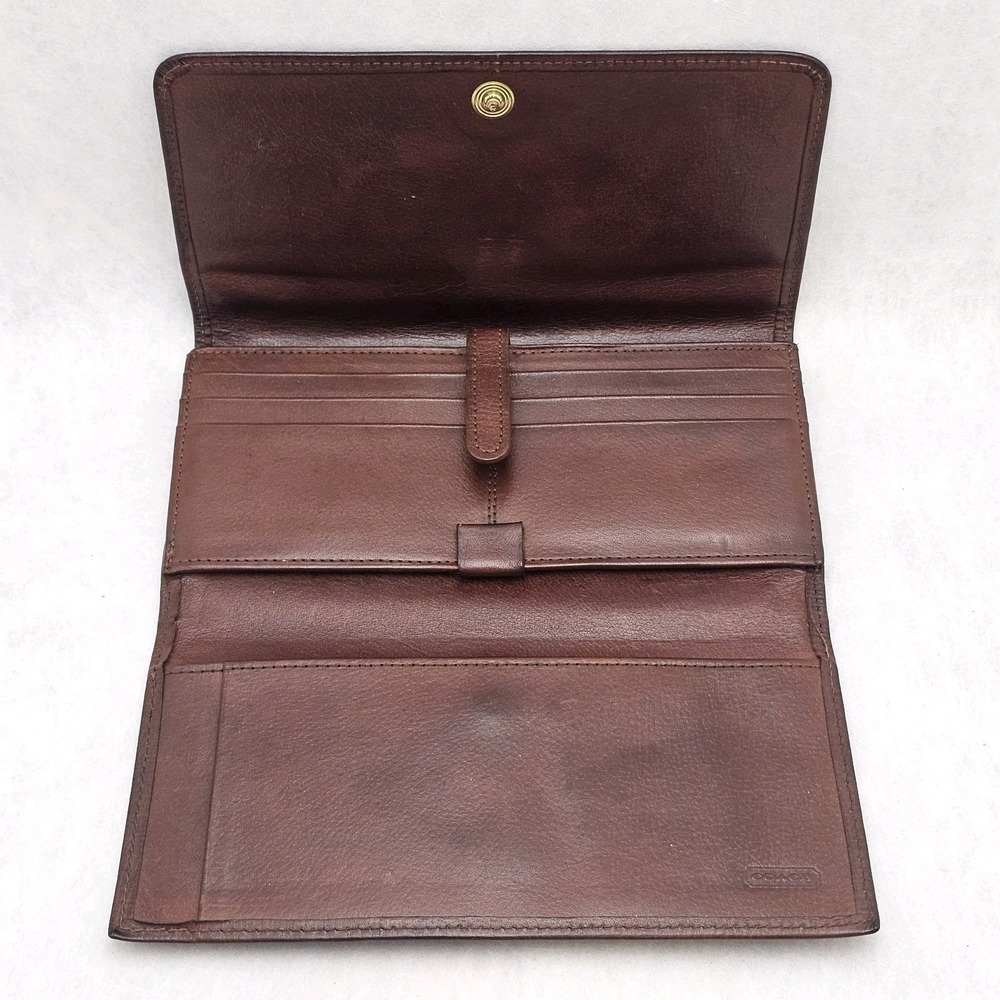 Rare Vintage Coach Red/Brown Buffalo Leather Trifold Envelope Wallet